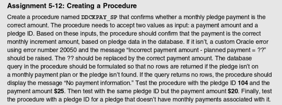 assignment in oracle procedure