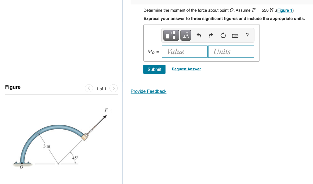 Solved Determine the moment of the force about point O. | Chegg.com