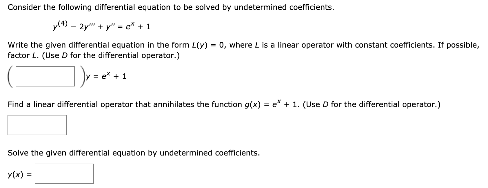 Solved Consider The Following Differential Equation To Be Chegg Com