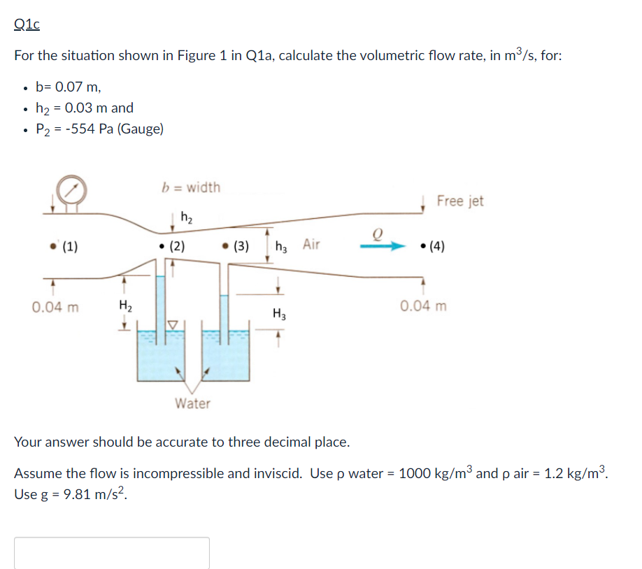 Solved Air flows through a Venturi channel of rectangular | Chegg.com