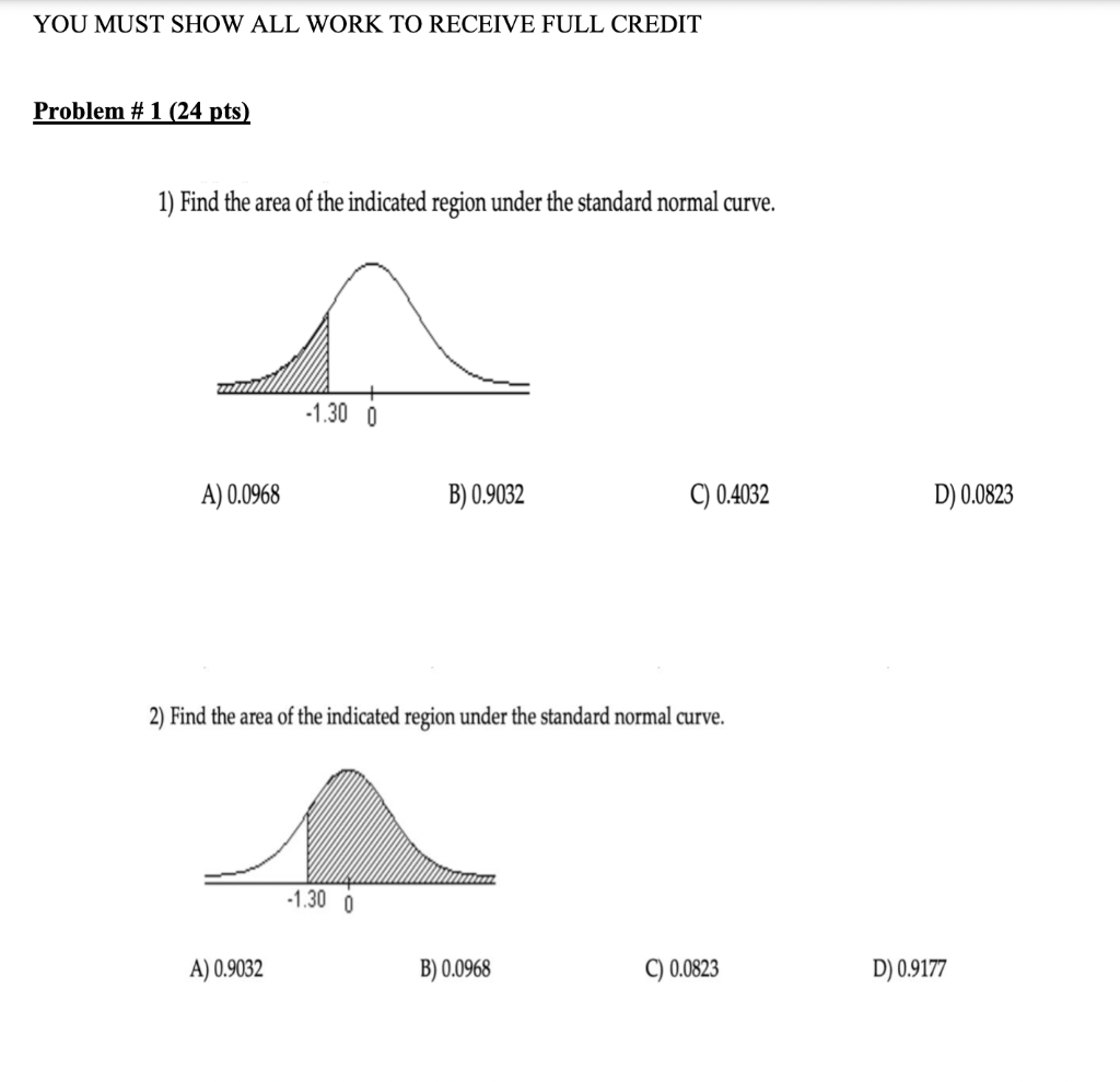Solved YOU MUST SHOW ALL WORK TO RECEIVE FULL CREDIT Problem | Chegg.com