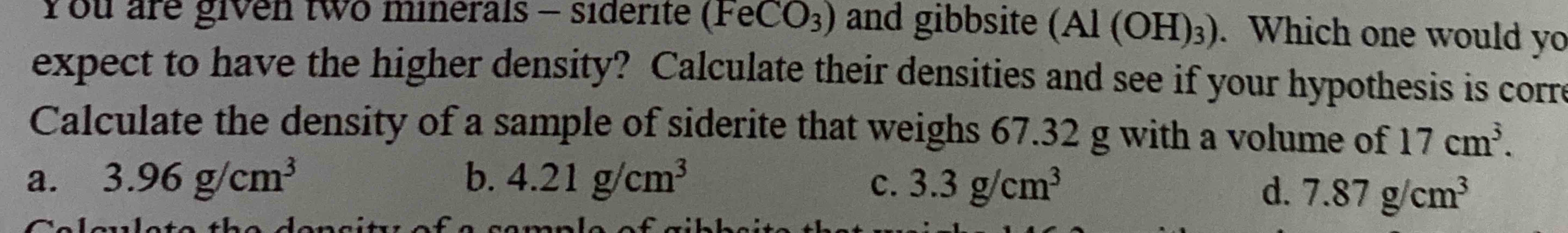 Solved expect (Al(OH)3). ﻿Which one would yo Calculate the | Chegg.com