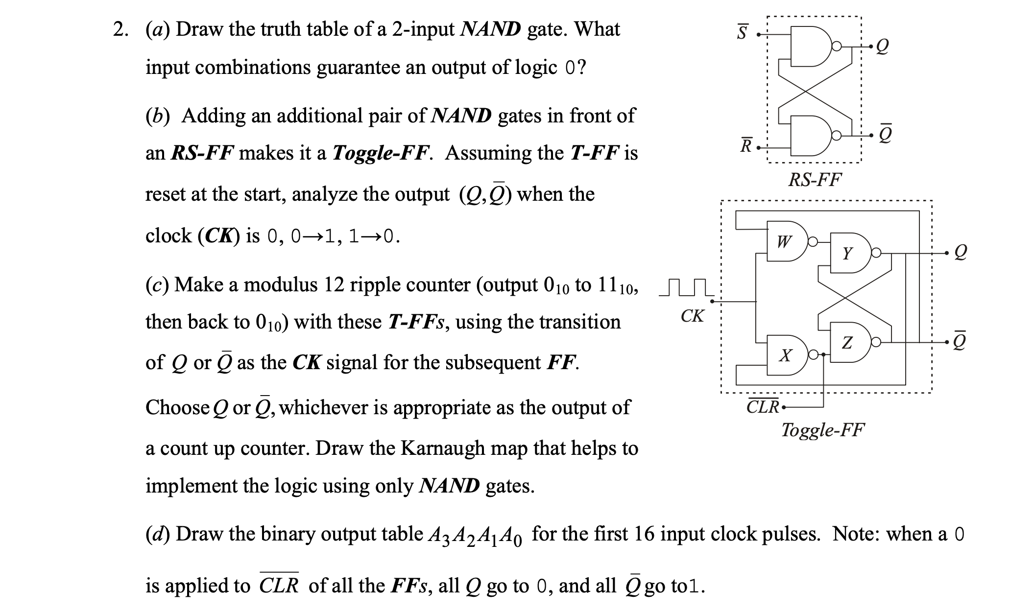 Solved (a) Draw the truth table of a 2-input NAND gate. What | Chegg.com