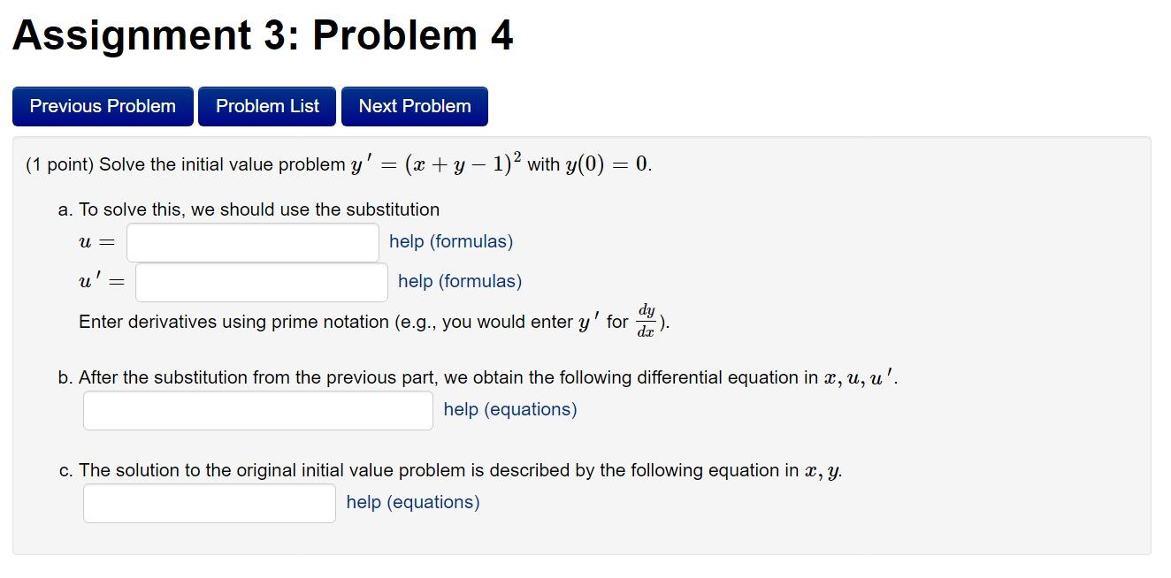 Solved Assignment 3: Problem 4 Previous Problem Problem List | Chegg.com