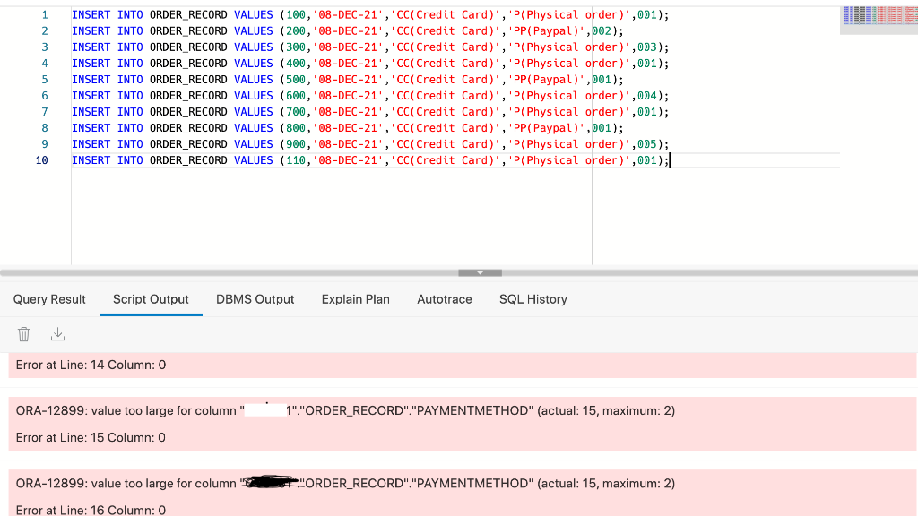 Solved Errors in SQL Orcale Query, what is wrong? Three | Chegg.com