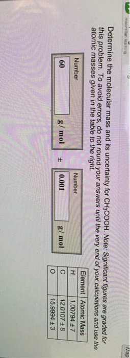 Solved Determine the molecular mass and its uncertainty for | Chegg.com