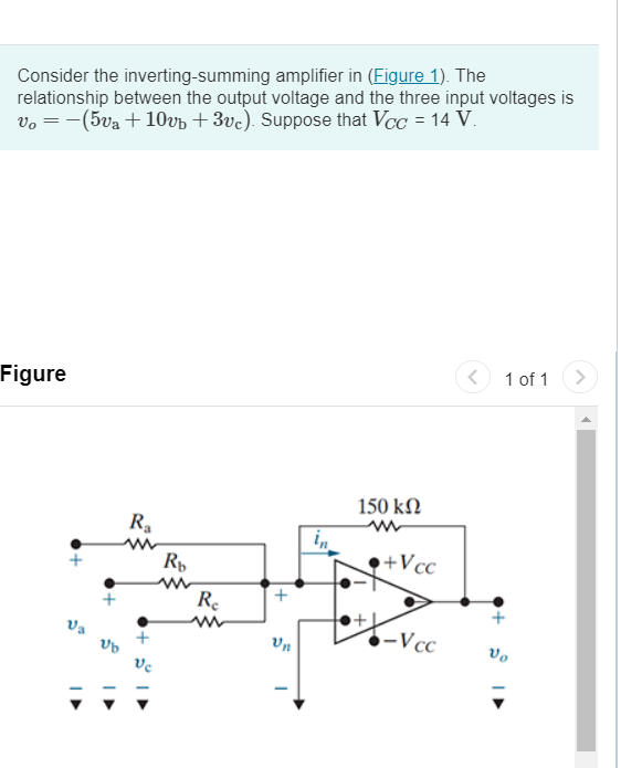 Solved 1.Find the values of Ra, Rb, and Rc2.Suppose vb = -3