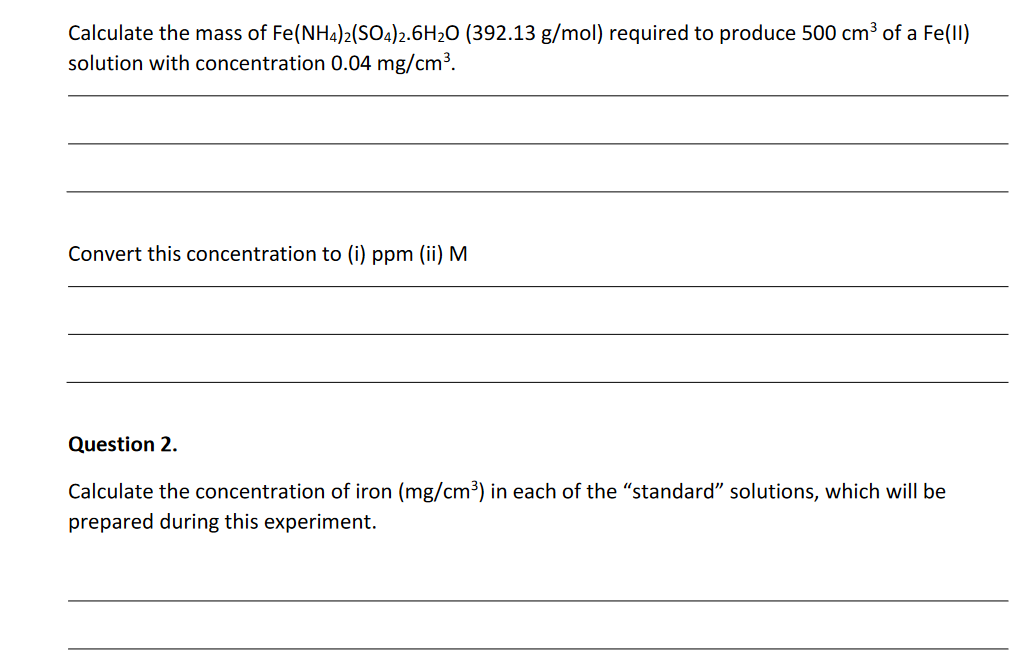 Solved Calculate The Mass Of Fe Nh4 2 So4 2 6h 392 13 Chegg Com