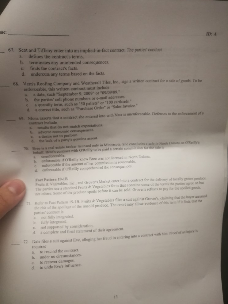 Solved ne: ID: A 67. Scot and Tiffany enter into an | Chegg.com