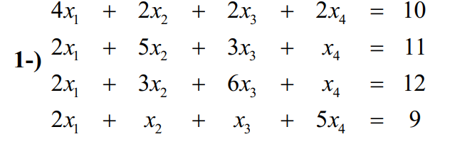 Solved Find the roots of the linear system of equations | Chegg.com