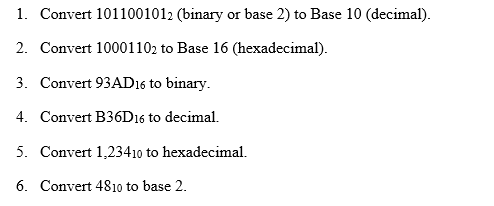 Solved 1. Convert 1011001012 (binary or base 2) to Base 10 | Chegg.com