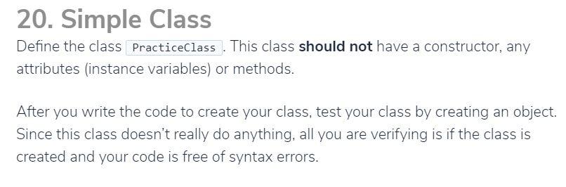 Solved 20. Simple Class Define the class Practiceclass . | Chegg.com
