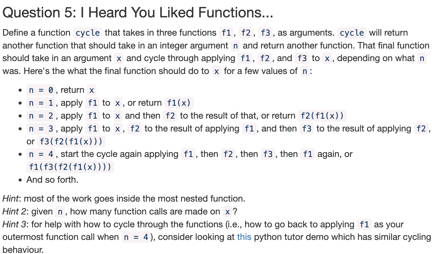 Solved Question 5: I Heard You Liked Functions... Define a | Chegg.com