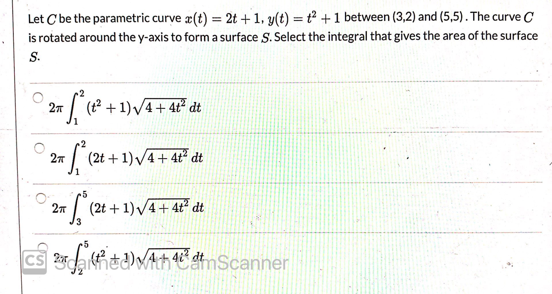 Solved Let C Be The Parametric Curve A T 2t 1 Y T Chegg Com