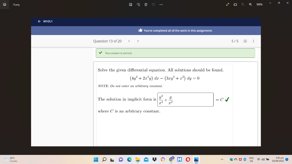 Solved Solve the given differential equation. All solutions | Chegg.com