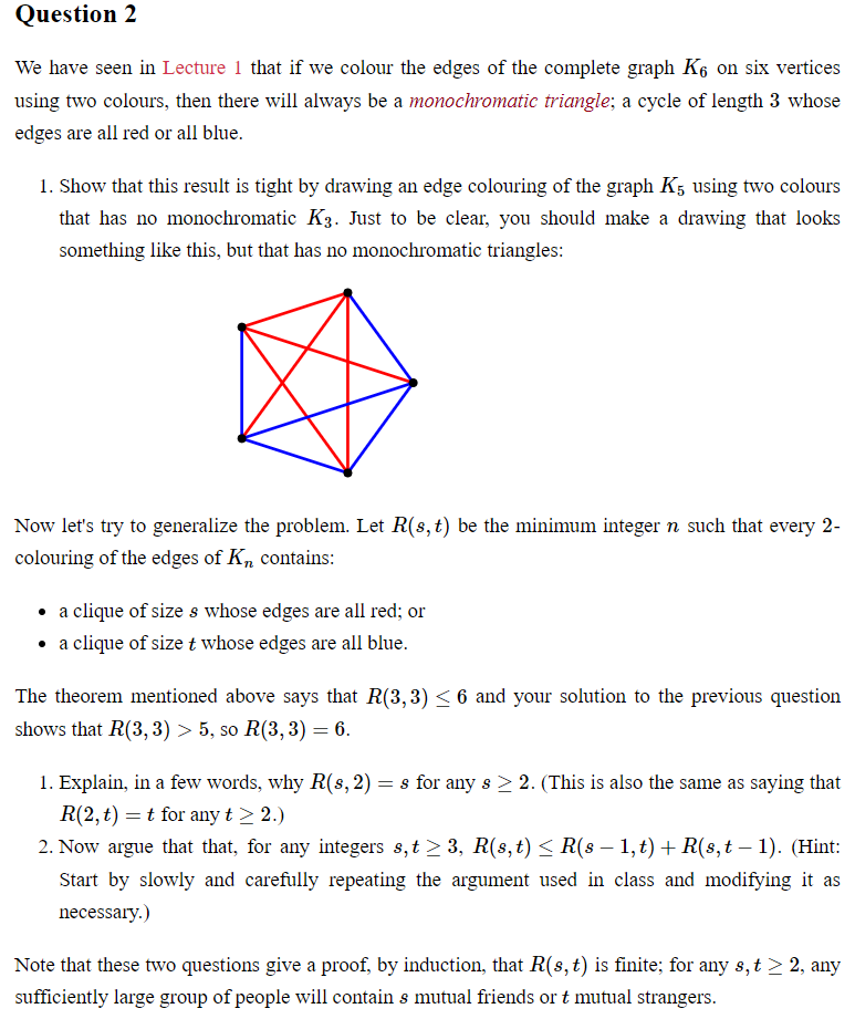 Solved Question 2 We have seen in Lecture 1 that if we