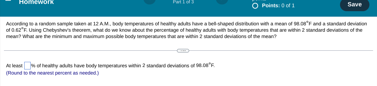 Solved Homework Part 1 of 3 Points: 0 of 1 Save According to | Chegg.com