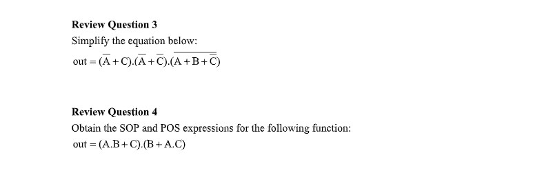 Solved Review Question 3 Simplify The Equation Below: Out | Chegg.com