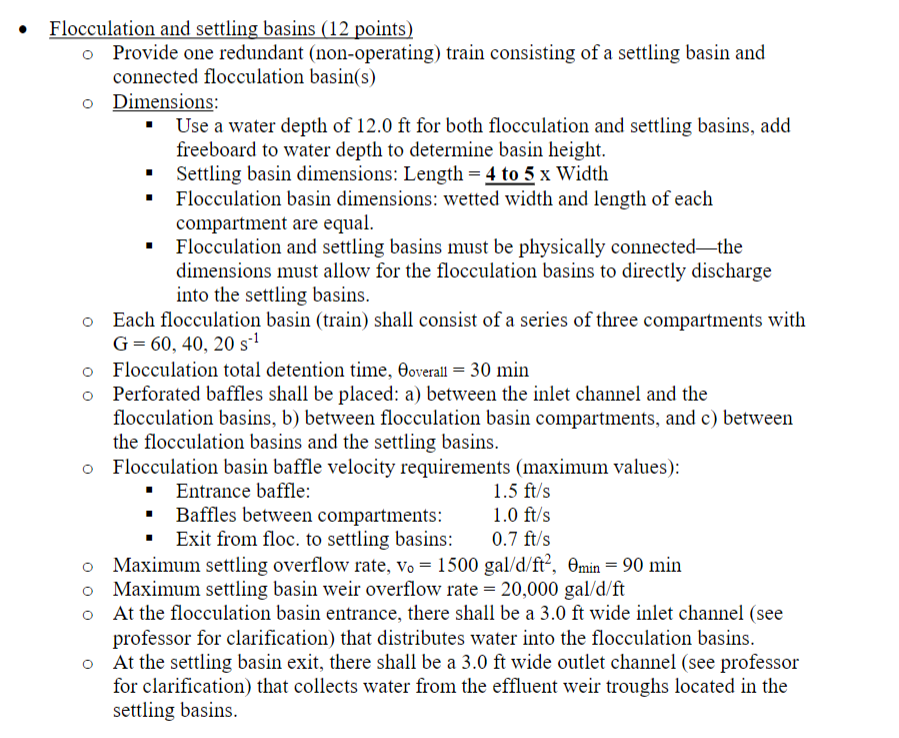 Flocculation and settling basins (12 points) Provide | Chegg.com