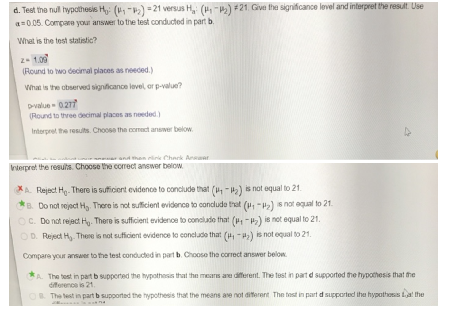 Solved In order to compare the means of two populations, | Chegg.com