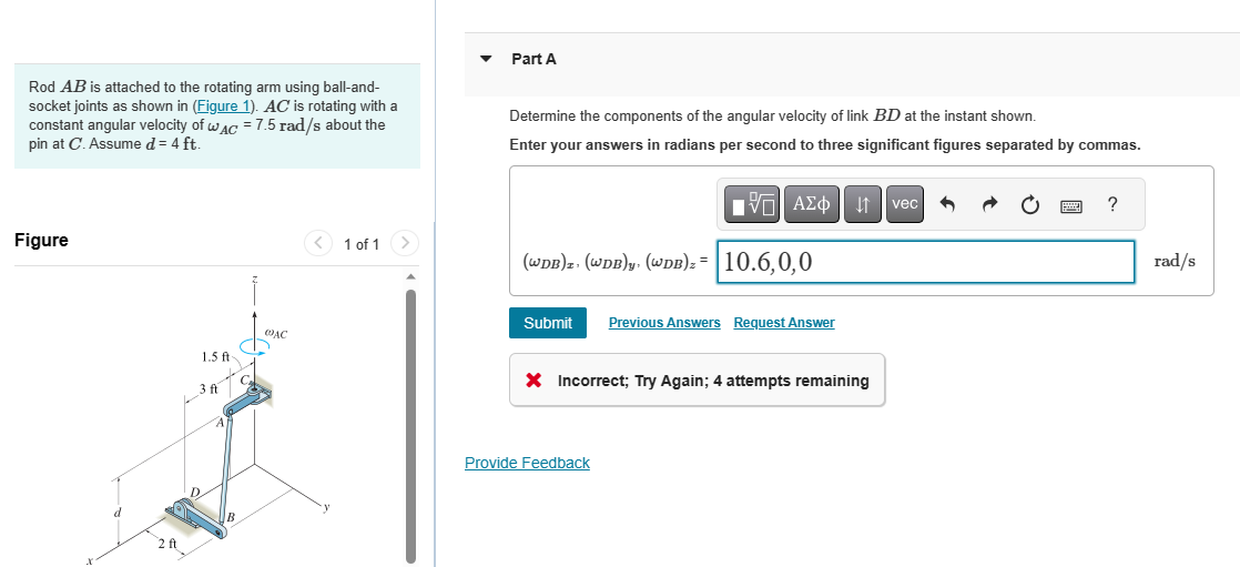 Solved Rod \\( A B \\) is attached to the rotating arm using