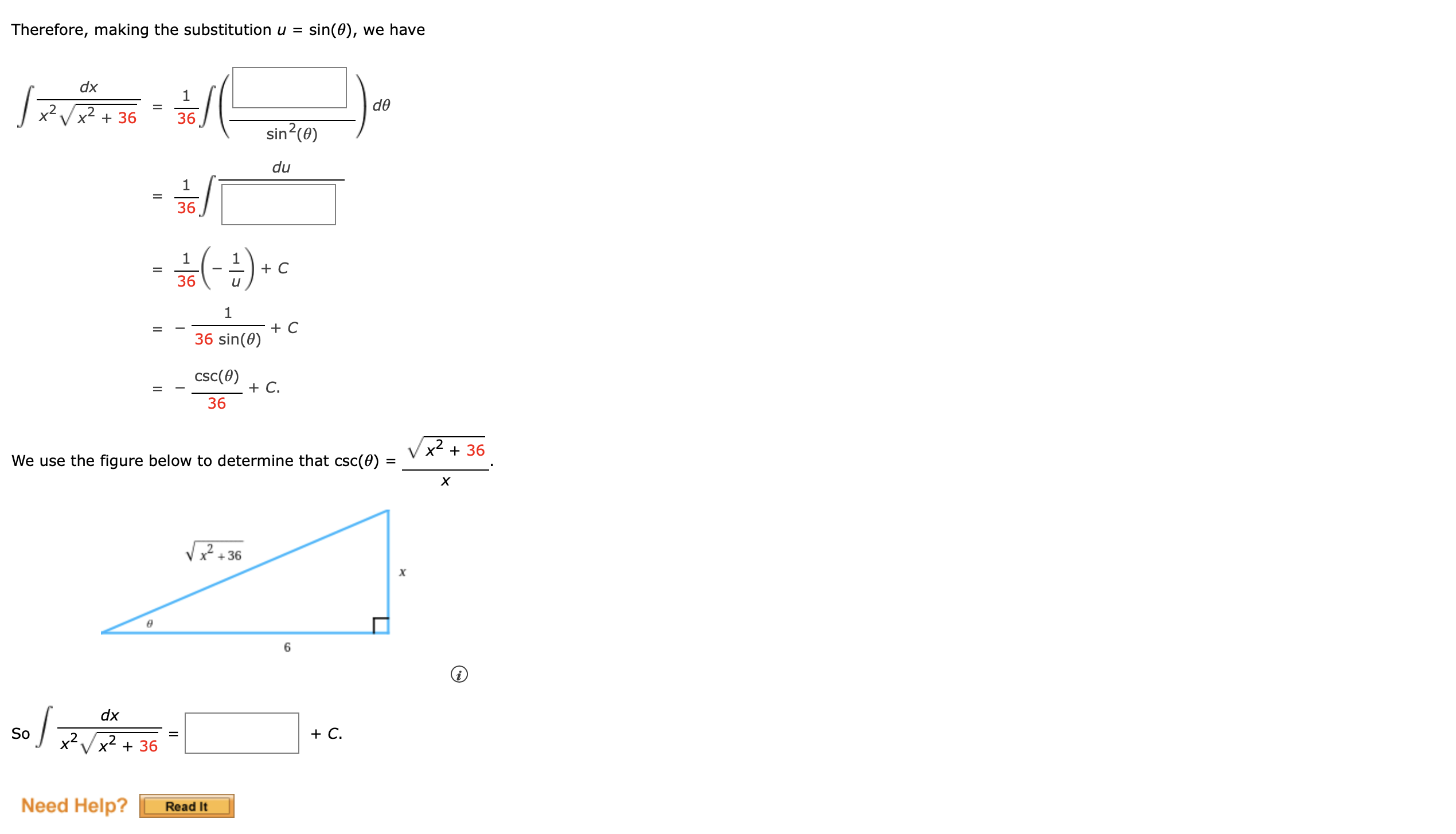 Solved Therefore, making the substitution u=sin(θ), we have | Chegg.com