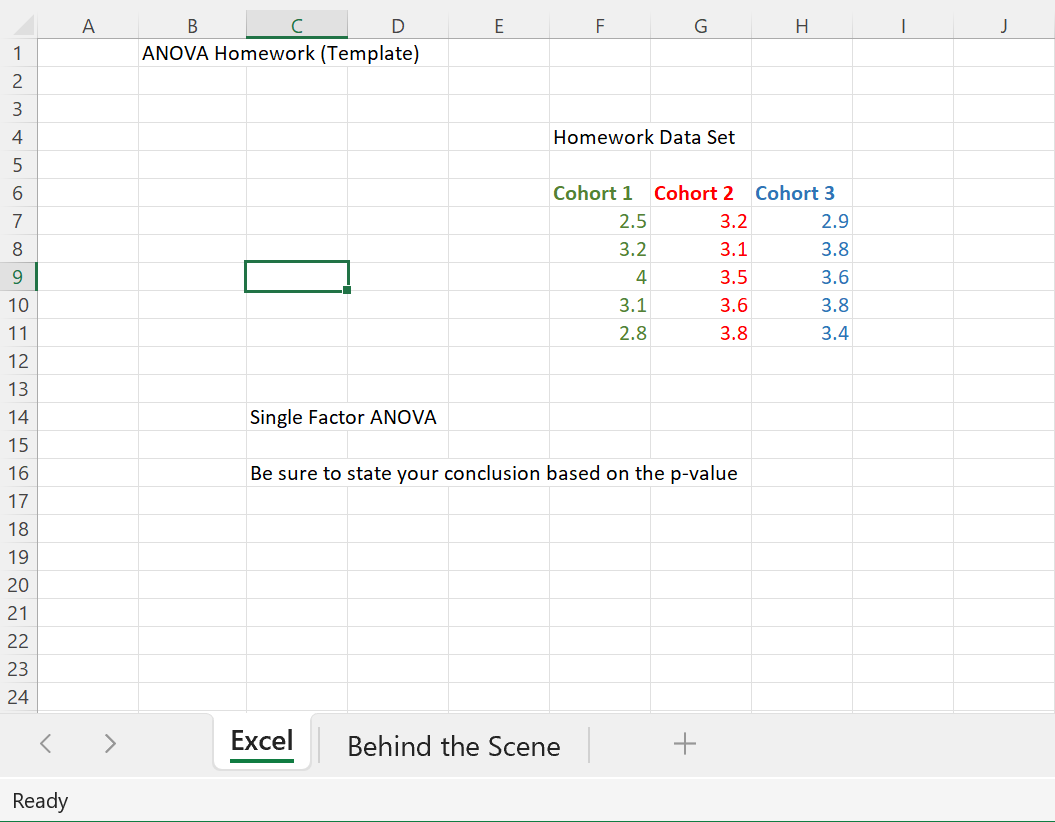 Solved 1). Using Excel perform a Single Factor ANOVA to | Chegg.com