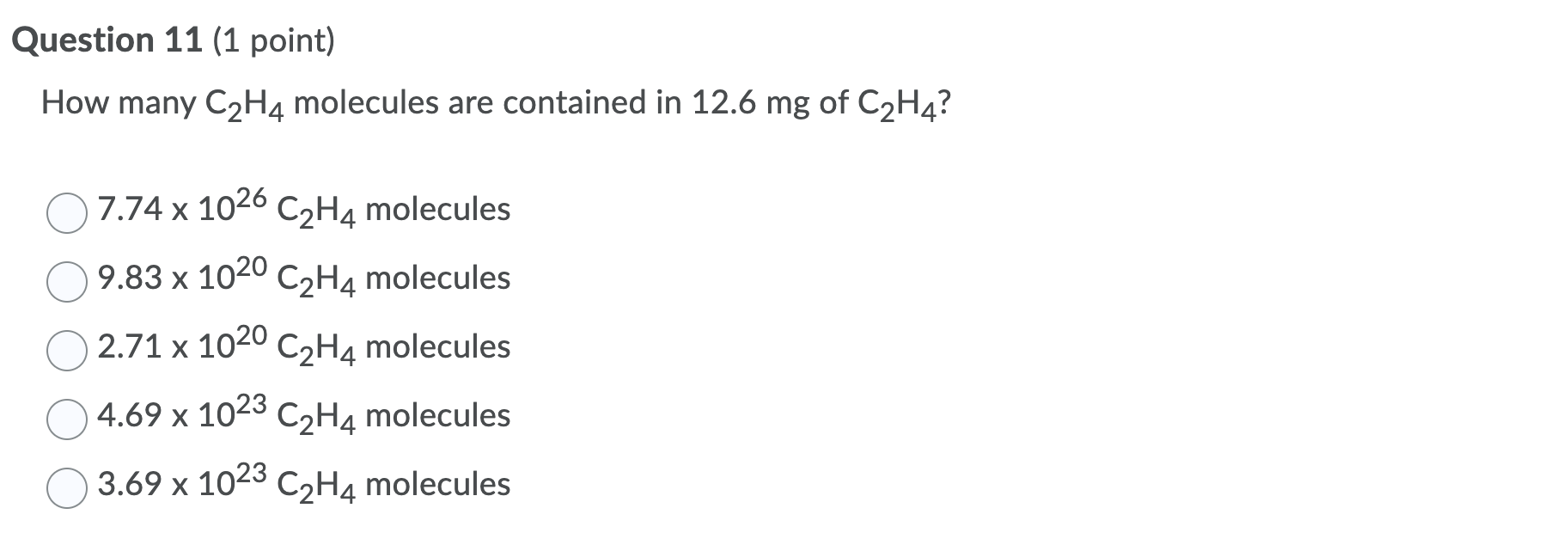 Solved Question 11 1 point How many C2H4 molecules are Chegg