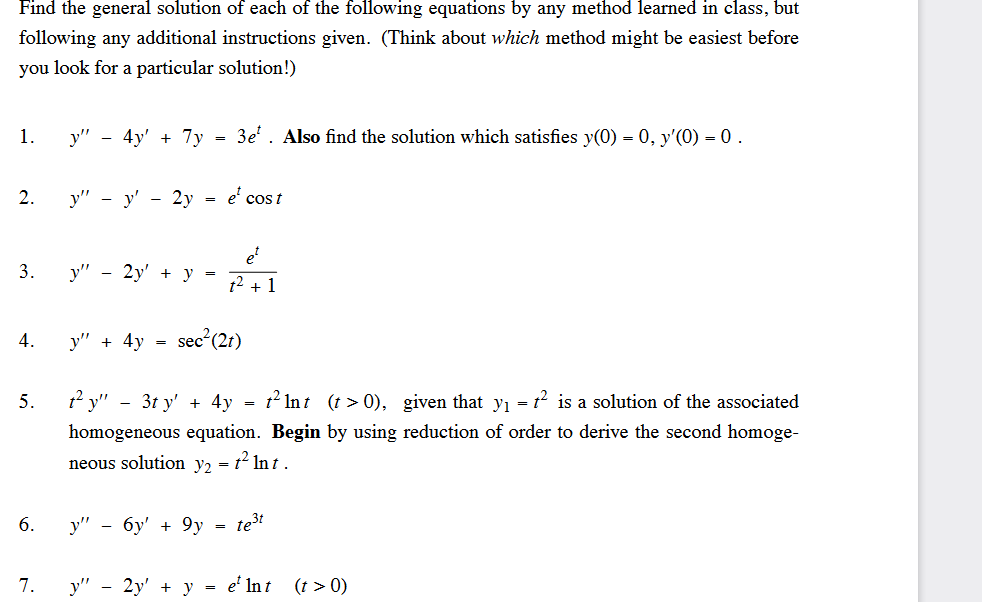 Solved Find the general solution of each of the following | Chegg.com