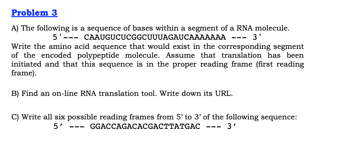 Solved Problem 3 A) The following is a sequence of bases | Chegg.com