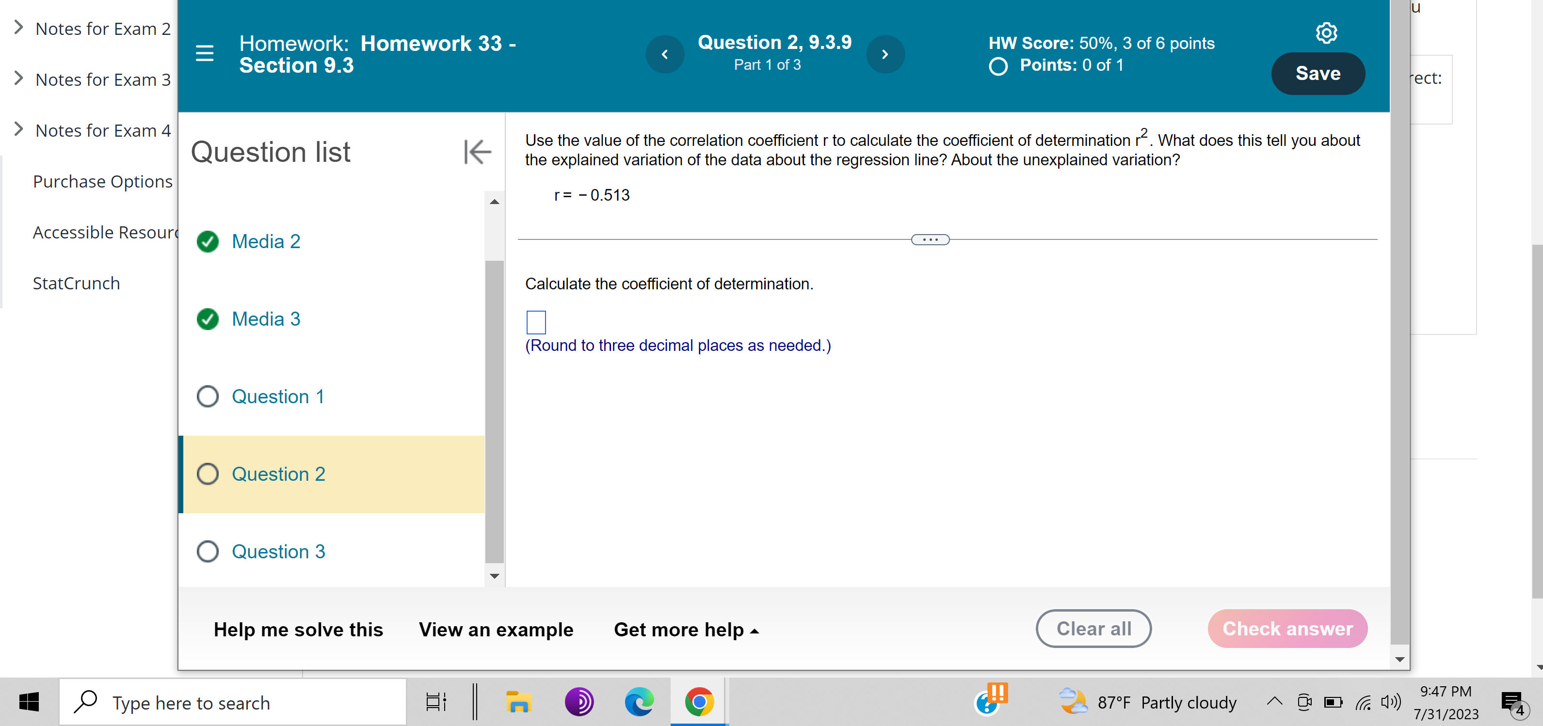Solved > Notes for Exam 2 三 Homework: Homework 33 - > Notes | Chegg.com