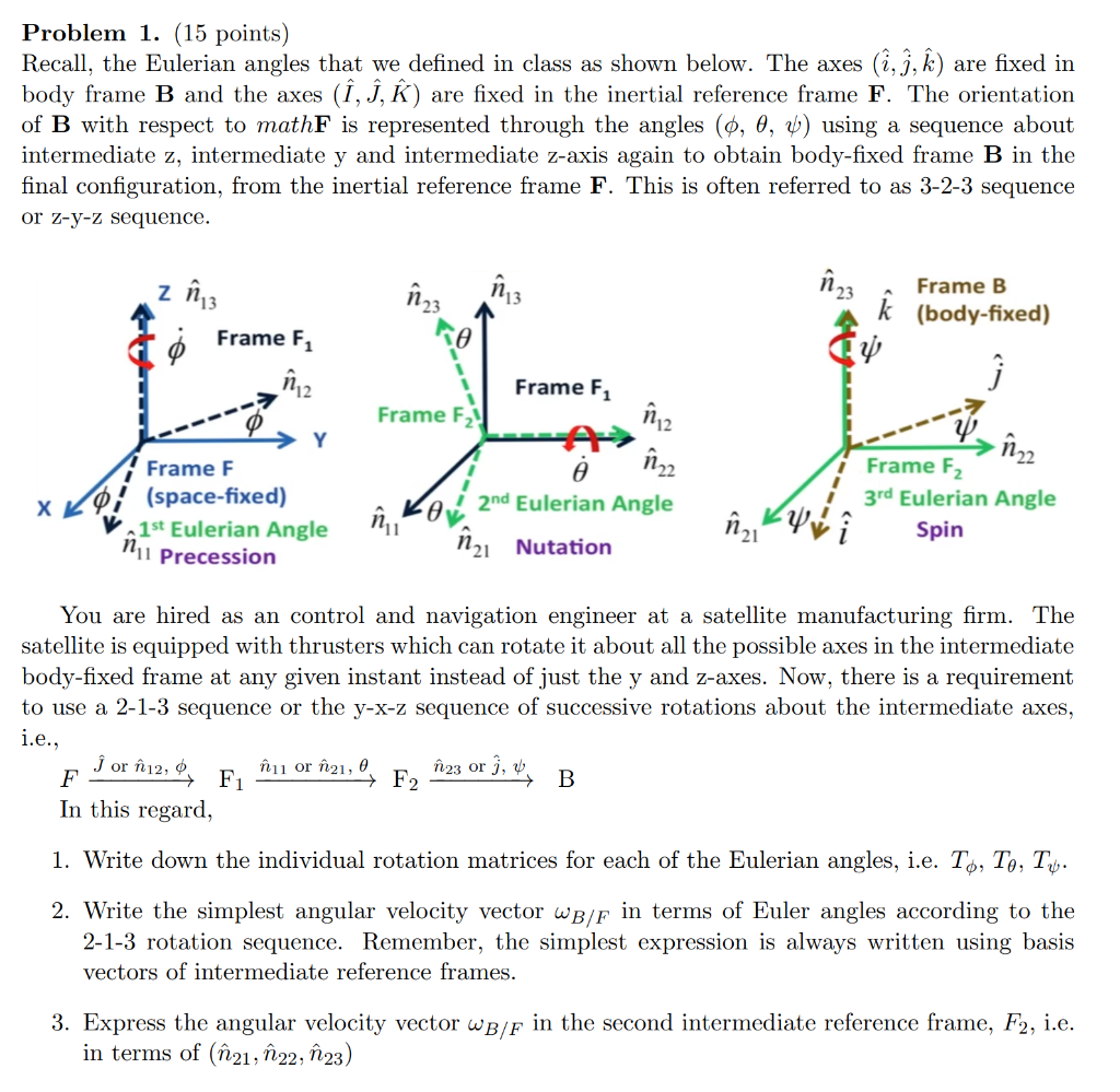 Solved Problem 1 15 Points Recall The Eulerian Angles Chegg Com