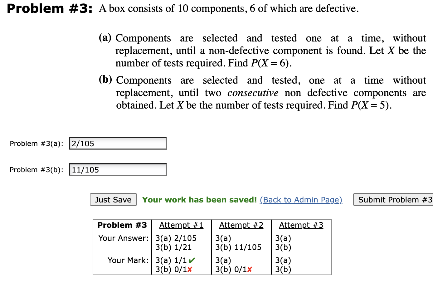 Problem #3: A box consists of 10 ﻿components, 6 ﻿of | Chegg.com