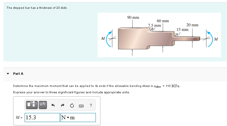 Solved The Stepped Bar Has A Thickness Of 20 Mm. 90 Mm 60 Mm | Chegg.com