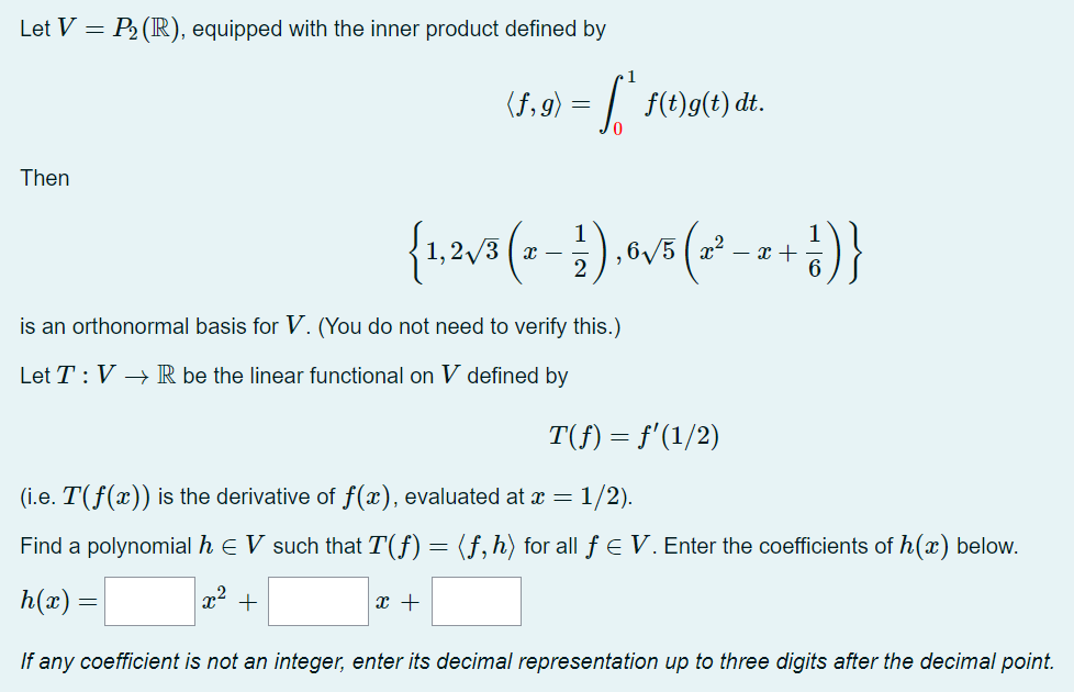 Solved Let V P2 R Equipped With The Inner Product Chegg Com