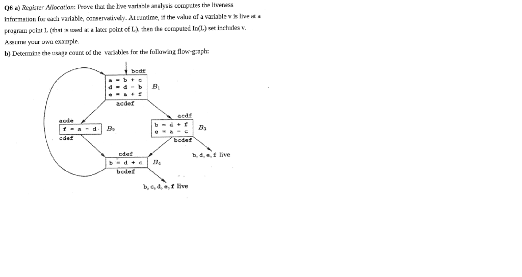 Q6 a) Register Allocation: Prove that the live | Chegg.com
