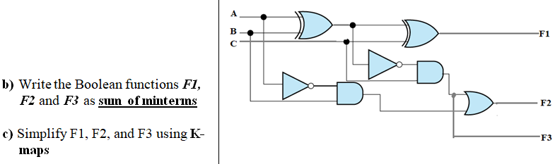 Solved A B с -f1 B) Write The Boolean Functions F1, F2 And 