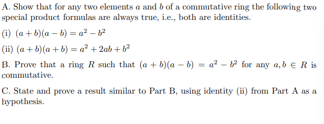 Solved A. Show that for any two elements \\( a \\) and \\( b | Chegg.com