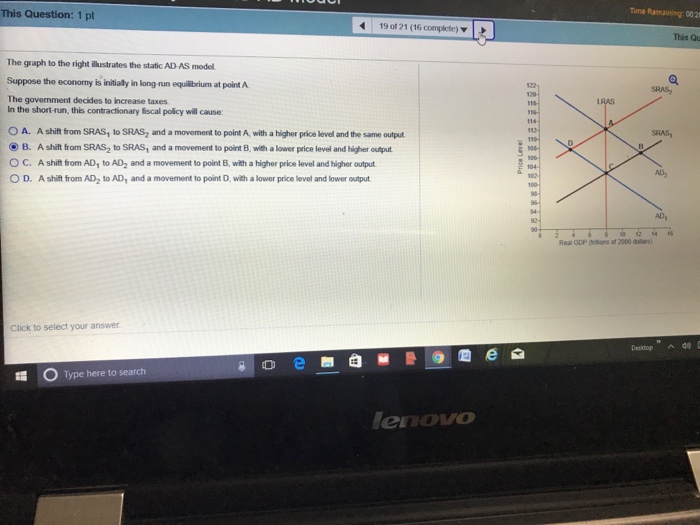 Solved The graph to the right illustrates the static AD-AS | Chegg.com
