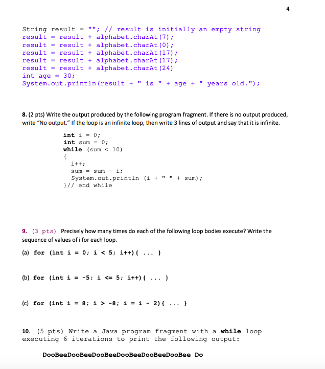 Solved Consider the following example: String alphabet = | Chegg.com