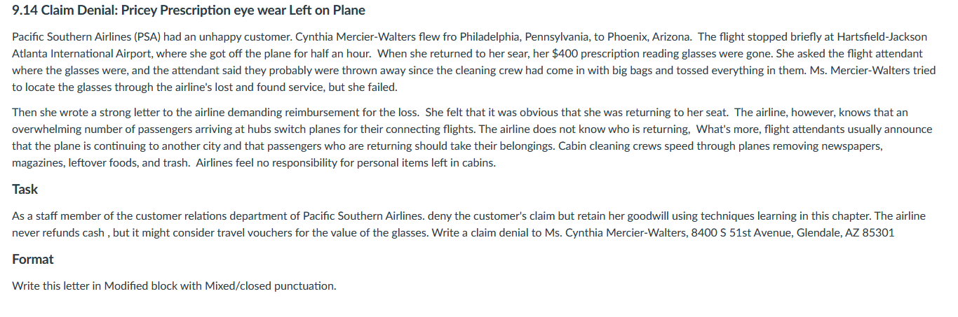 airline claim denial letter