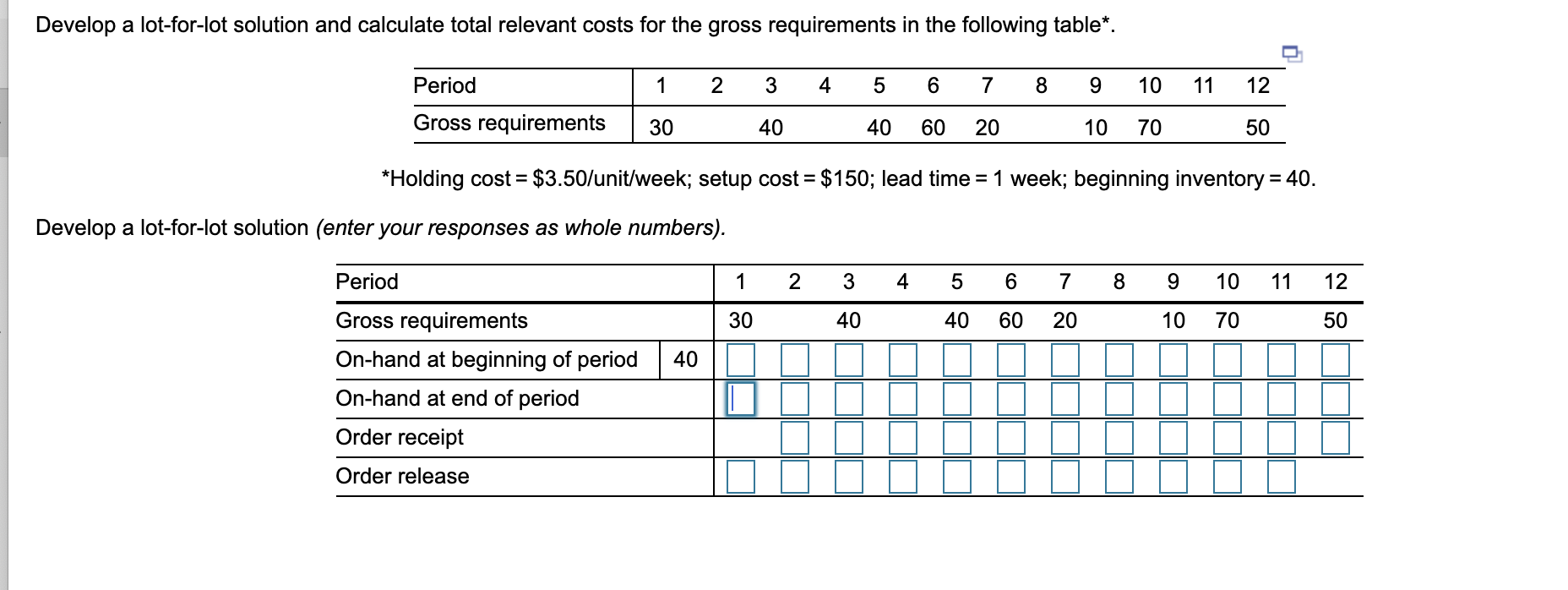 Solved Develop a lotforlot solution and calculate total