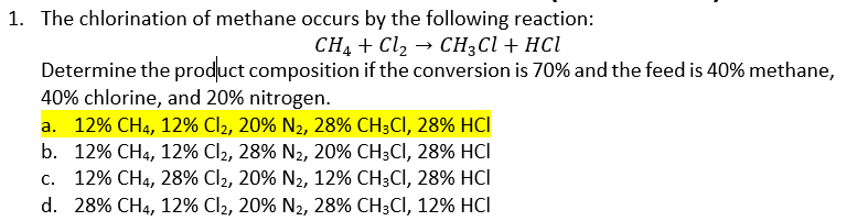 Solved The chlorination of methane occurs by the following | Chegg.com