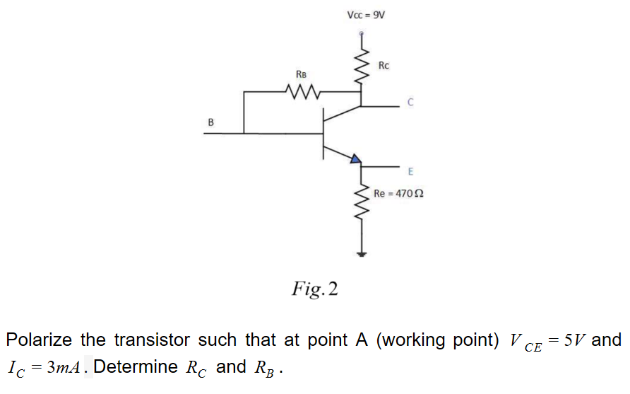 Solved Voc = 9V RU E Re = 1K22 Fig. 1 Initial data: | Chegg.com