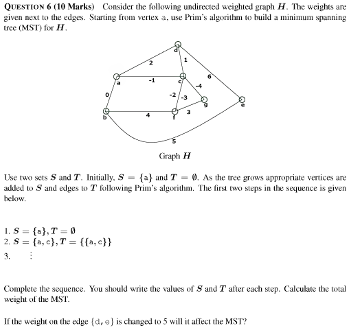 Solved QUESTION 6 (10 Marks) Consider The Following | Chegg.com