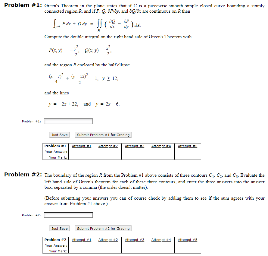 Solved Problem 1 Green S Theorem In The Plane States Th Chegg Com