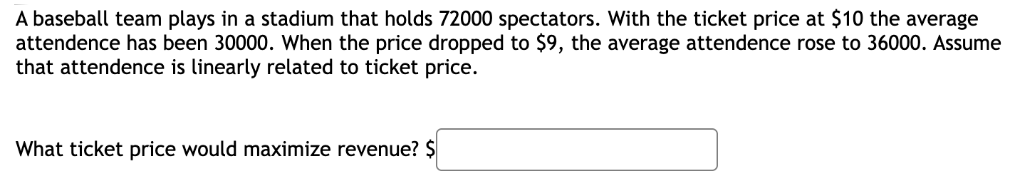 Solved A Baseball Team Plays In A Stadium That Holds 72000 | Chegg.com