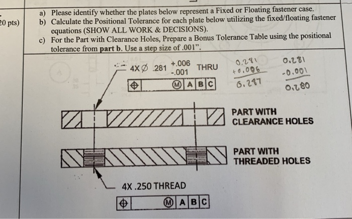 Solved 20 Pts B Calculate The Positional Tolerance For