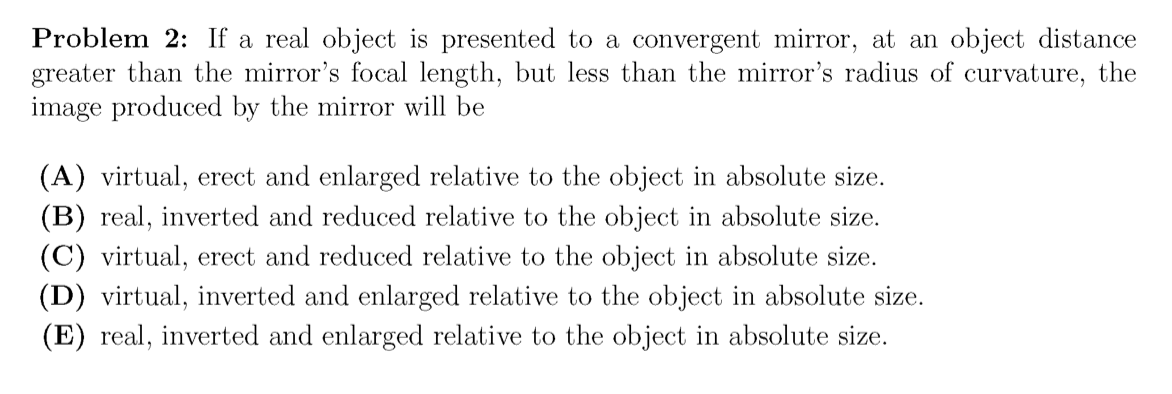 Solved Problem 2: If a real object is presented to a | Chegg.com