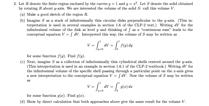 Solved Let R denote the finite region enclosed by the curves | Chegg.com